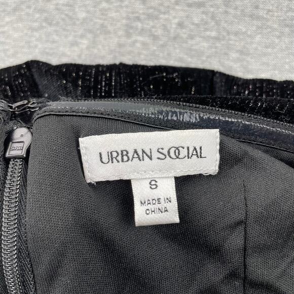 Urban Social Velvet Strapless Mini Dress Womens S Black Shimmer Whimsigoth - Picture 3 of 12